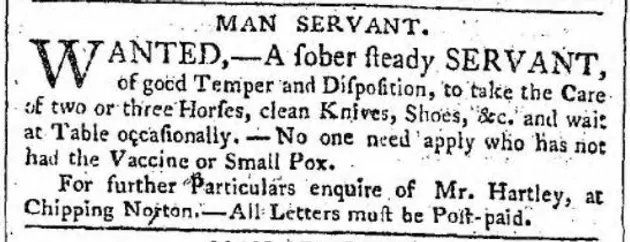 Ancient printed newspaper ad. 